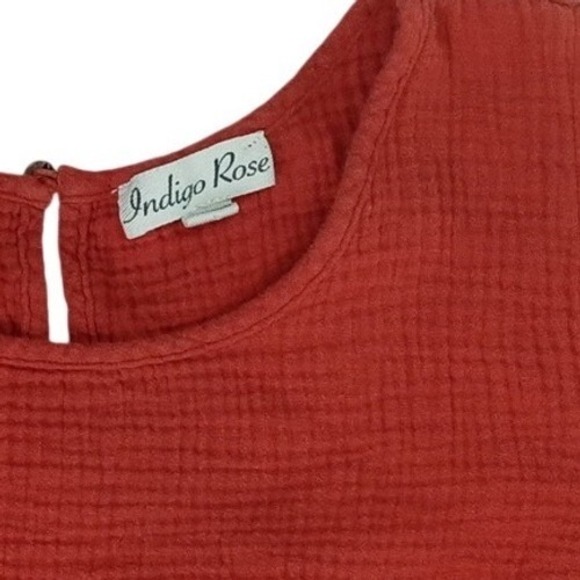 Indigo Rose Rust Color Orange Gauze Ruffle Sleeve Tiered Dress Women's 2x - Picture 2 of 9